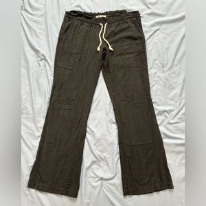 Roxy Low Rise Black Wide Leg Linen-feel Pants